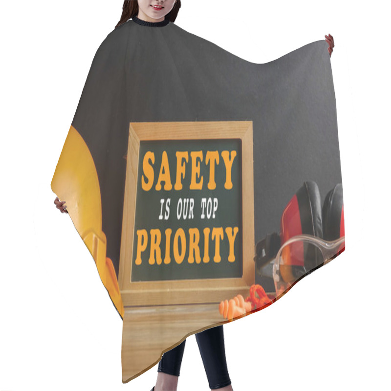 Personality  SAFETY IS OUR TOP PRIORITY CONCEPT. Personal Protective Equipmen Hair Cutting Cape