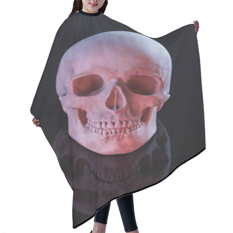 Personality  Spooky Human Skull Isolated On Black, Halloween Decoration Hair Cutting Cape