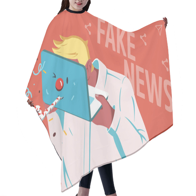 Personality  Vector Illustration Of Spreading Fake News On The Internet Hair Cutting Cape