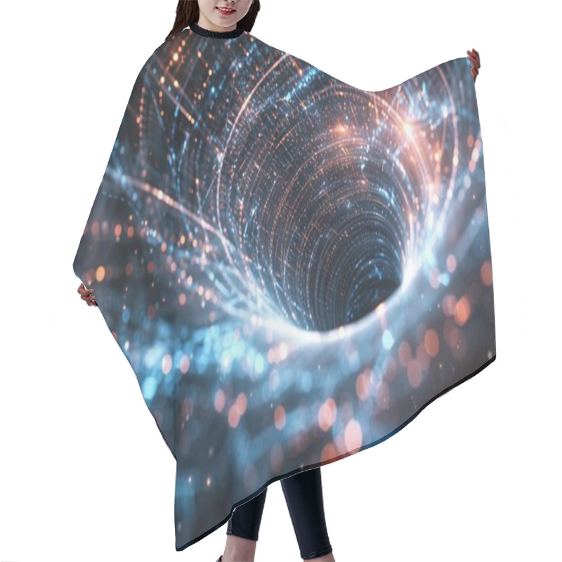 Personality  A Mesmerizing Digital Swirl Of Bright Blue And Orange Lights Resembling A Cosmic Vortex. Hair Cutting Cape