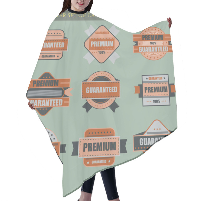 Personality  Set Of Retro Vector Labels And Badges Hair Cutting Cape