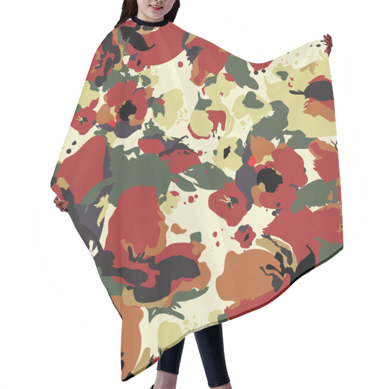 Personality  Abstract Floral Pattern With Poppy Hair Cutting Cape