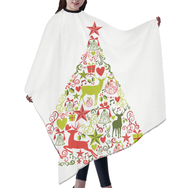 Personality  Merry Christmas Tree Shape Full Of Elements Composition EPS10 Fi Hair Cutting Cape