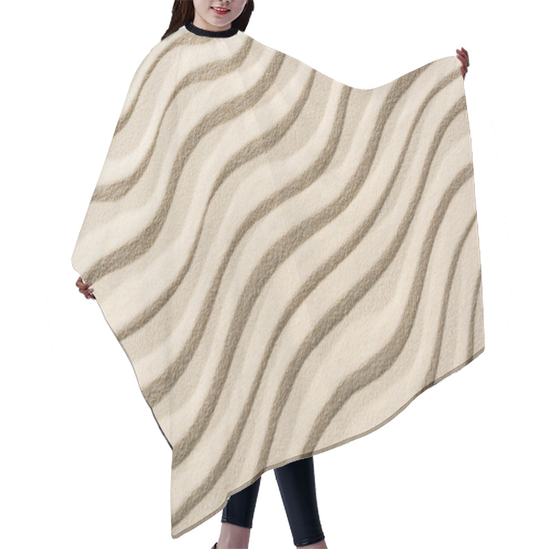 Personality  Top View Of Beige Sandy Backdrop With Smooth Waves Hair Cutting Cape