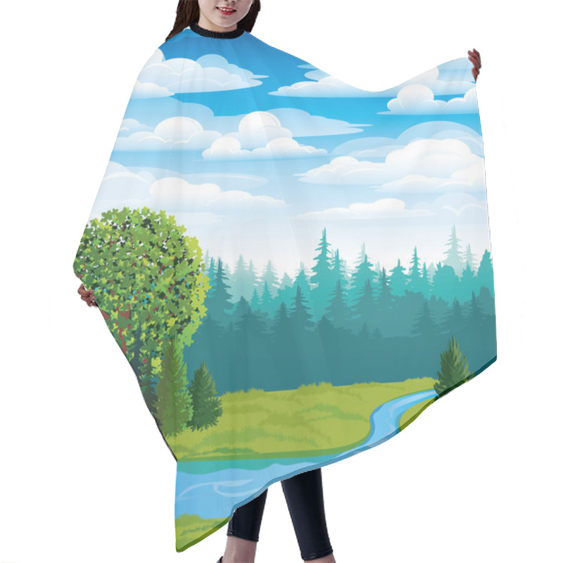 Personality  Green Vector Landscape Hair Cutting Cape