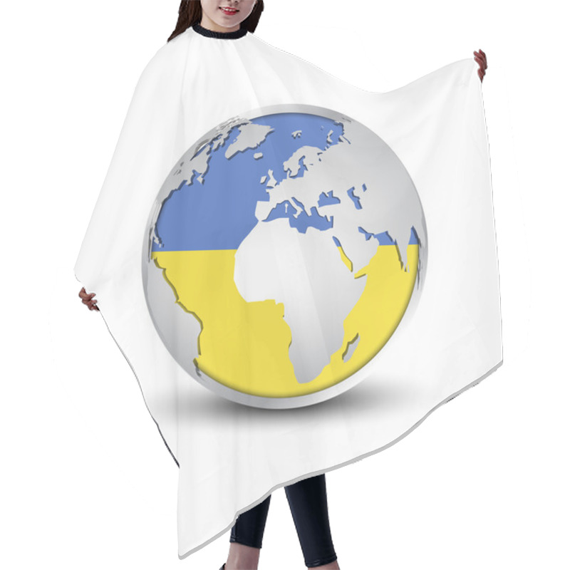 Personality  Ukraine Flag In Glossy Globe Hair Cutting Cape