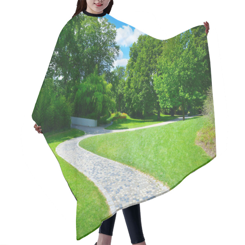 Personality  Beautiful meadow with footpath in park hair cutting cape