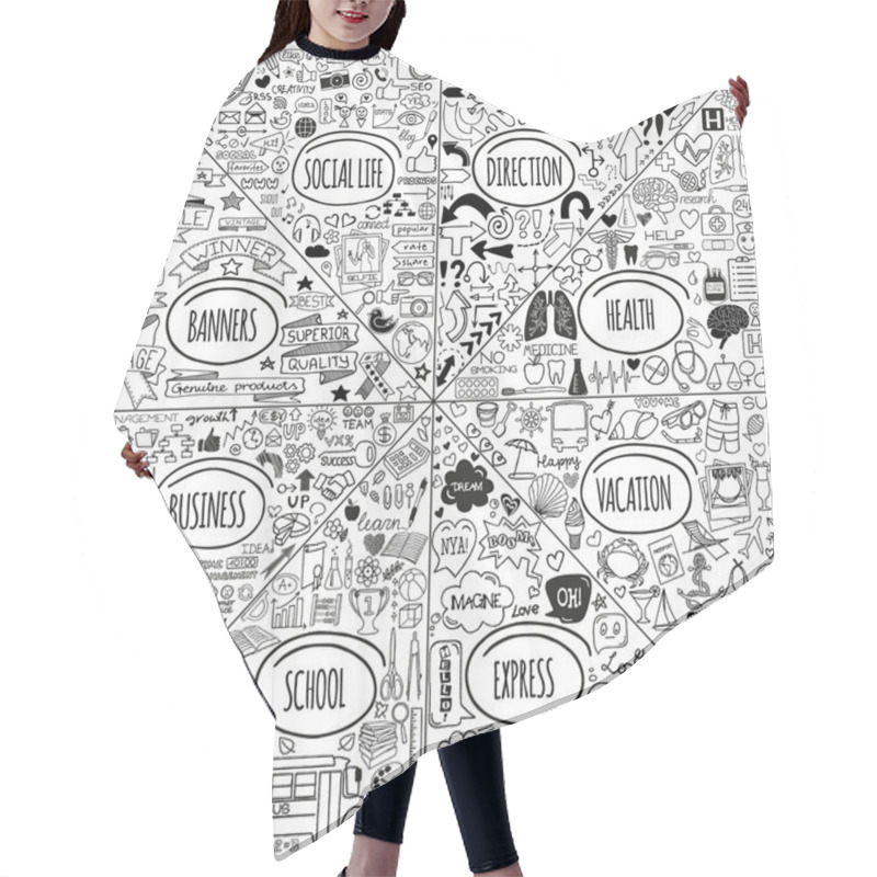 Personality  Mega Doodle Icons Set Hair Cutting Cape