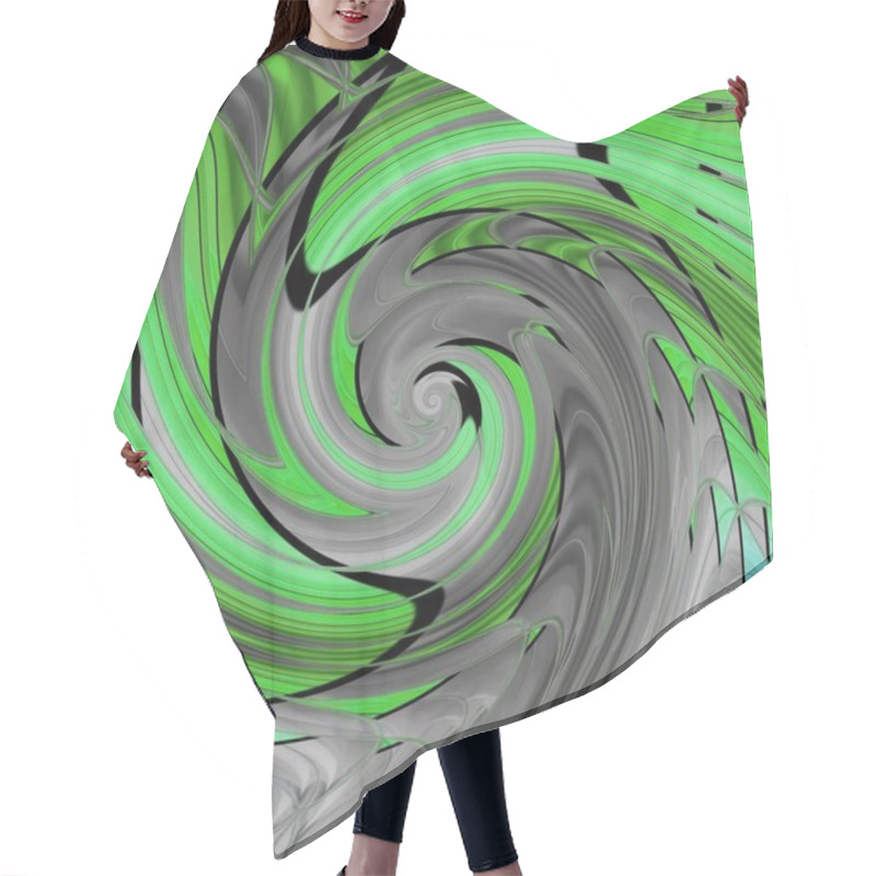 Personality  Green And Shades Of Grey Roof Architecture Into Intricate Futuristic Geometric Radial Circular Shapes Patterns And Designs Hair Cutting Cape