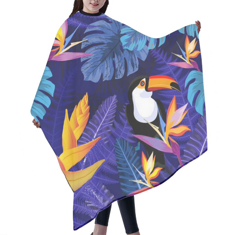 Personality  Seamless Pattern With Flowers And Toucan Bird Hair Cutting Cape