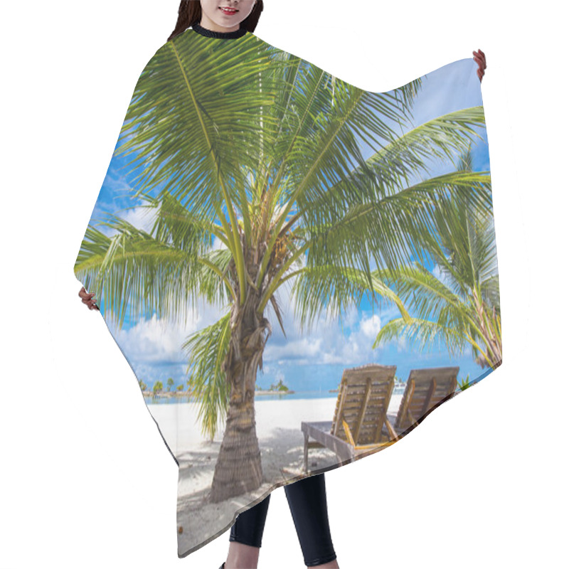 Personality  Tropical Island With Sandy Beach Hair Cutting Cape