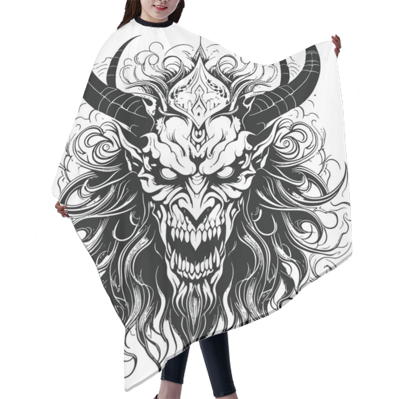 Personality  Abstract Demon Face Vector Illustration: An Enigmatic Symbol Of Otherworldly Power Hair Cutting Cape