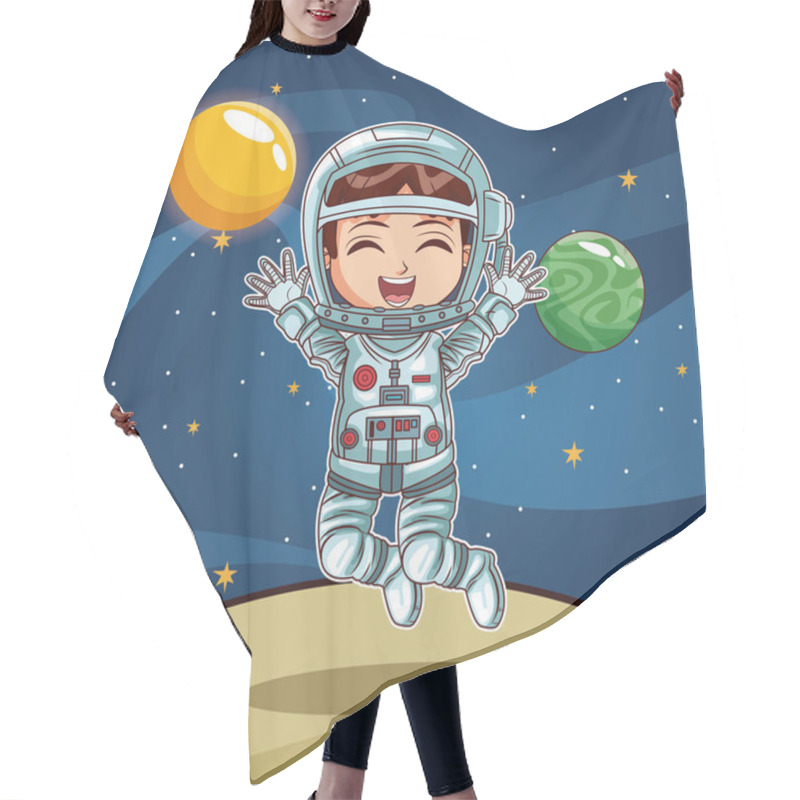 Personality  Girl Astronaut On Planet Cartoon Hair Cutting Cape