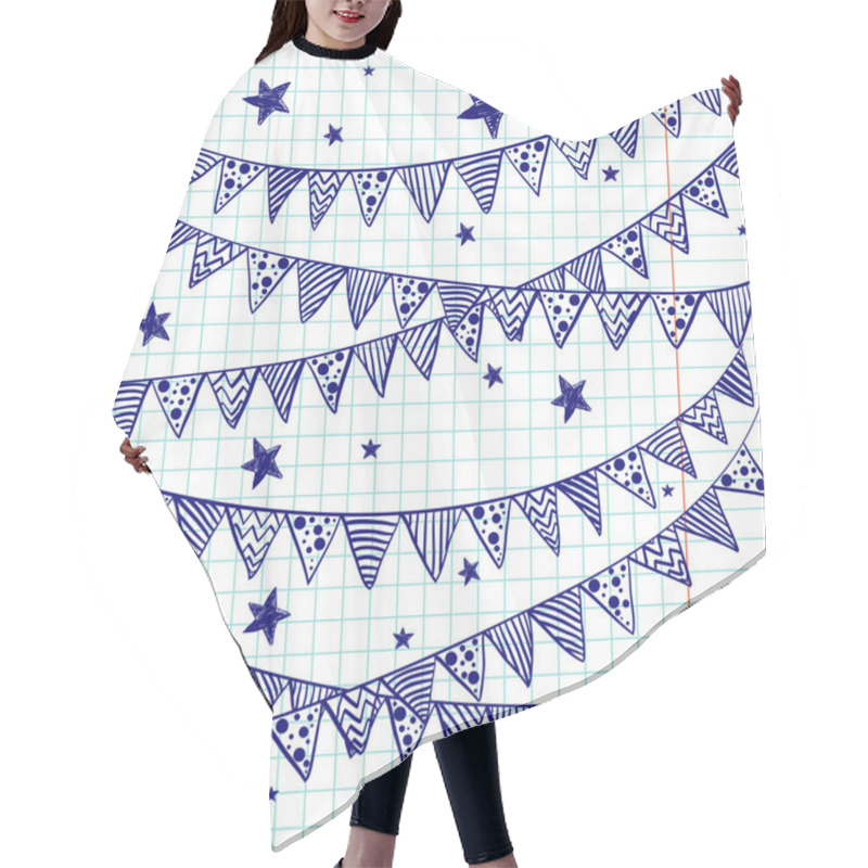 Personality  Bunting Flags On A Squared Notebook Paper. Hair Cutting Cape