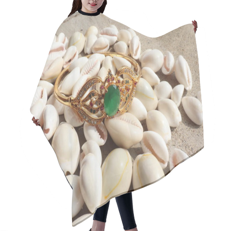 Personality  Adorned By Nature: Jewels On The Shell Hair Cutting Cape