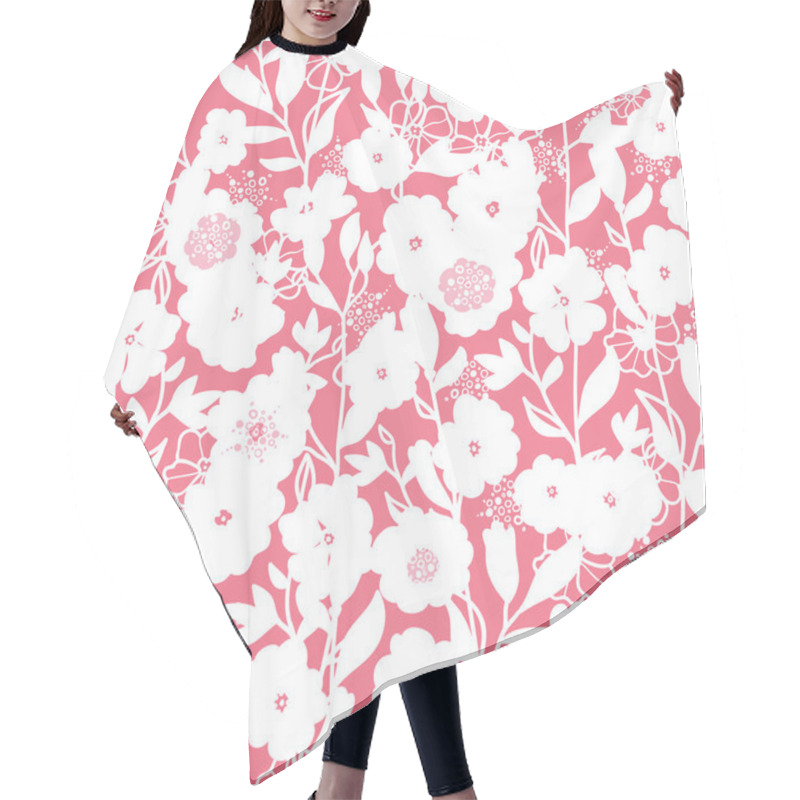 Personality  White And Pink Blossoms Seamless Pattern Background Hair Cutting Cape