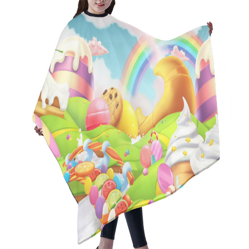 Personality  Candyland Landscape With Rainbow Hair Cutting Cape