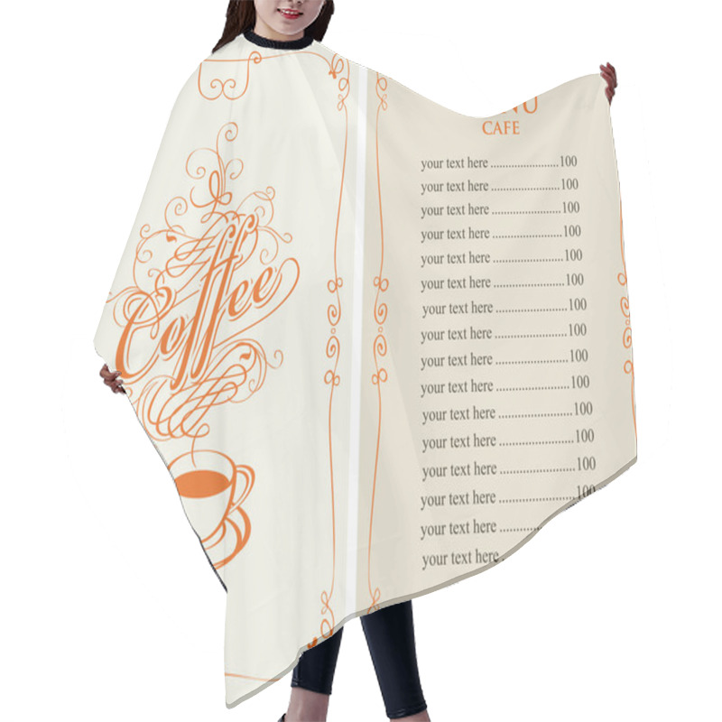 Personality  Menu For Cafe With Price List And Coffee Cup Hair Cutting Cape