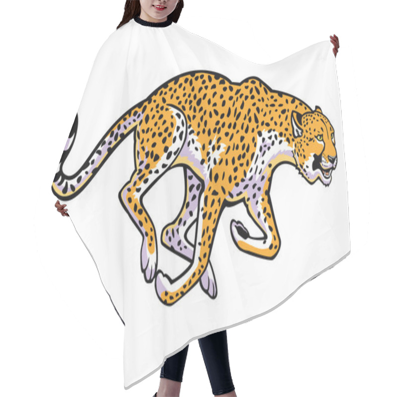 Personality  Running Cheetah On White Hair Cutting Cape