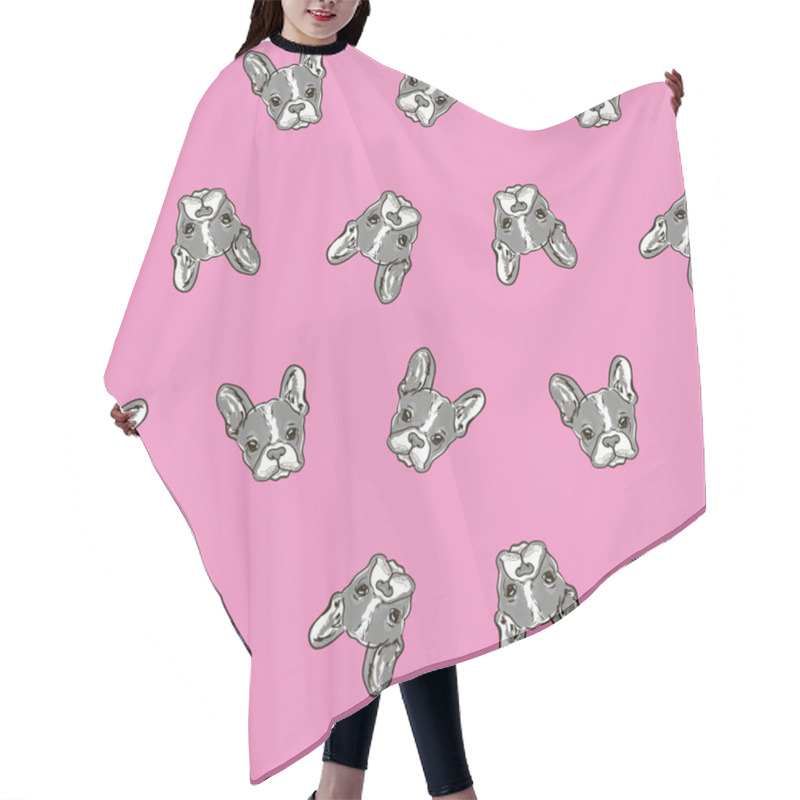 Personality  Cute Dog Face Cartoon Seamless Repeat Pattern Hair Cutting Cape