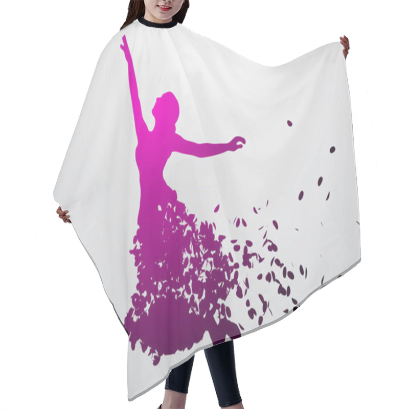 Personality  Silhouette Of A Dancing Girl. Dancer Woman. Hair Cutting Cape