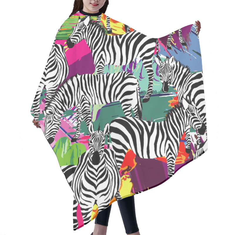 Personality  Zebra Black And White Pattern, Painting Background Hair Cutting Cape