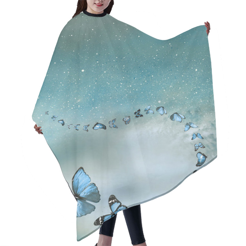 Personality  Romantic Sky Background With Butterflies Hair Cutting Cape