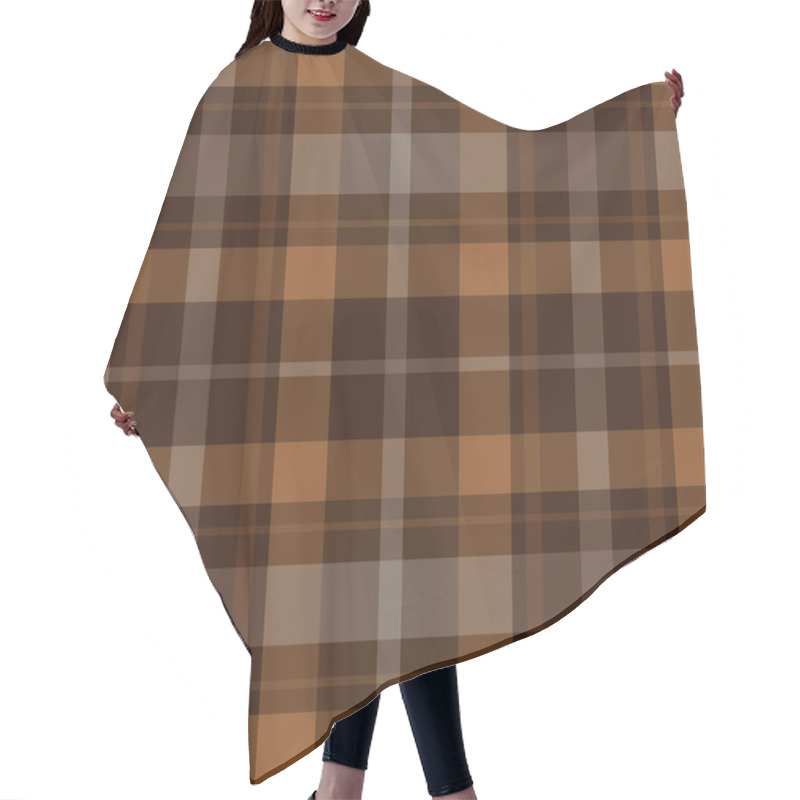 Personality  Seamless Brown, Black Tartan - White Stripes Hair Cutting Cape