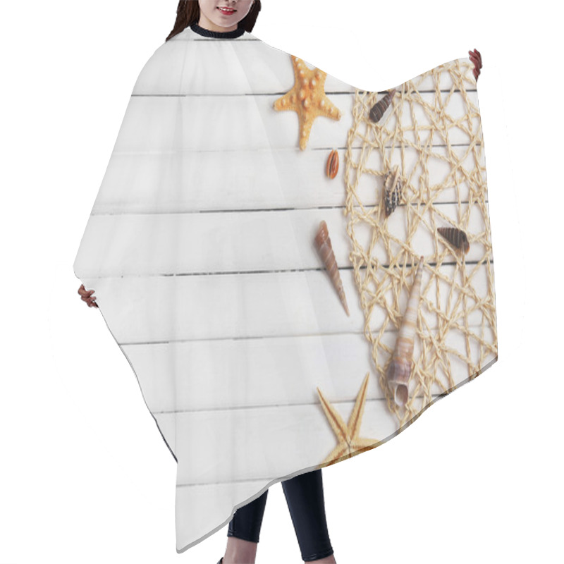 Personality  Seashells And Fishing Net  Hair Cutting Cape