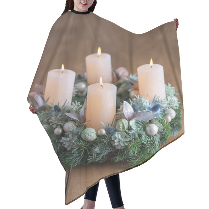 Personality  Lighting Four Candles On The Advent Wreath On Christmas Day. Hair Cutting Cape