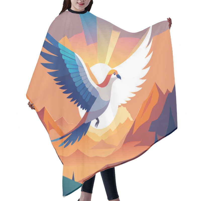 Personality  Stylized Flying Bird Illustration Highlighting Freedom And Grace Hair Cutting Cape