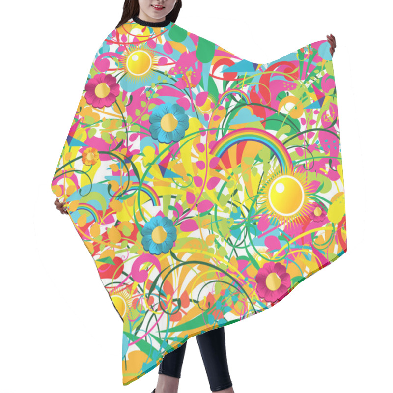 Personality  Vibrant Floral Summer Pattern Hair Cutting Cape