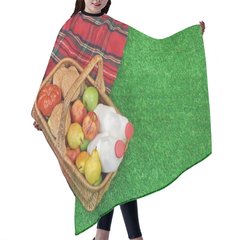 Personality  Wicker Basket With Food And Drink On The Picnic  Blanket Hair Cutting Cape