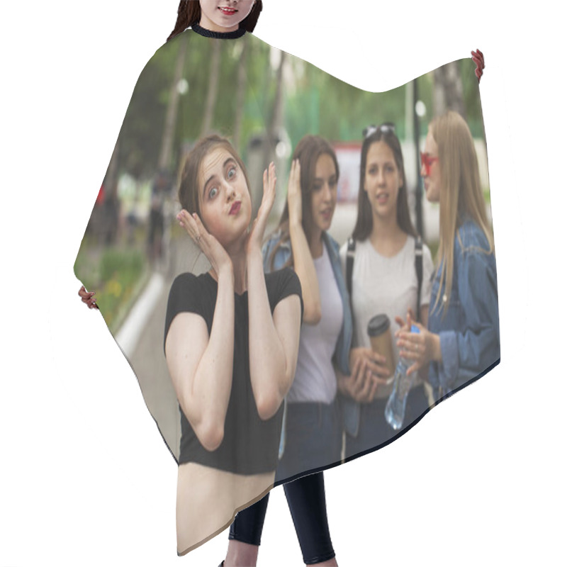 Personality  Four Schoolgirls In Summer Park Hair Cutting Cape