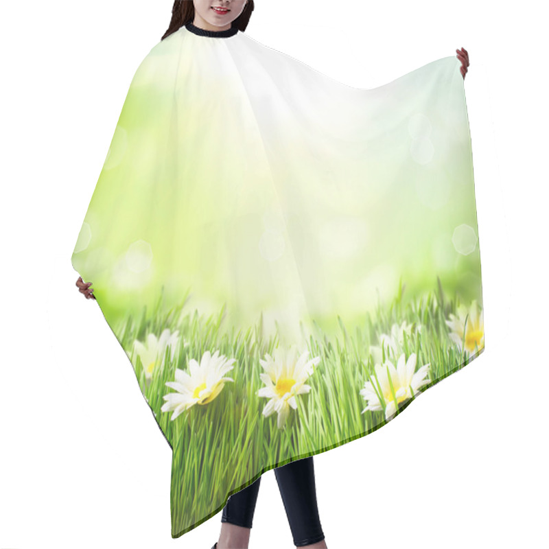 Personality  Spring Meadow With Daisies. Grass And Flowers Border Hair Cutting Cape