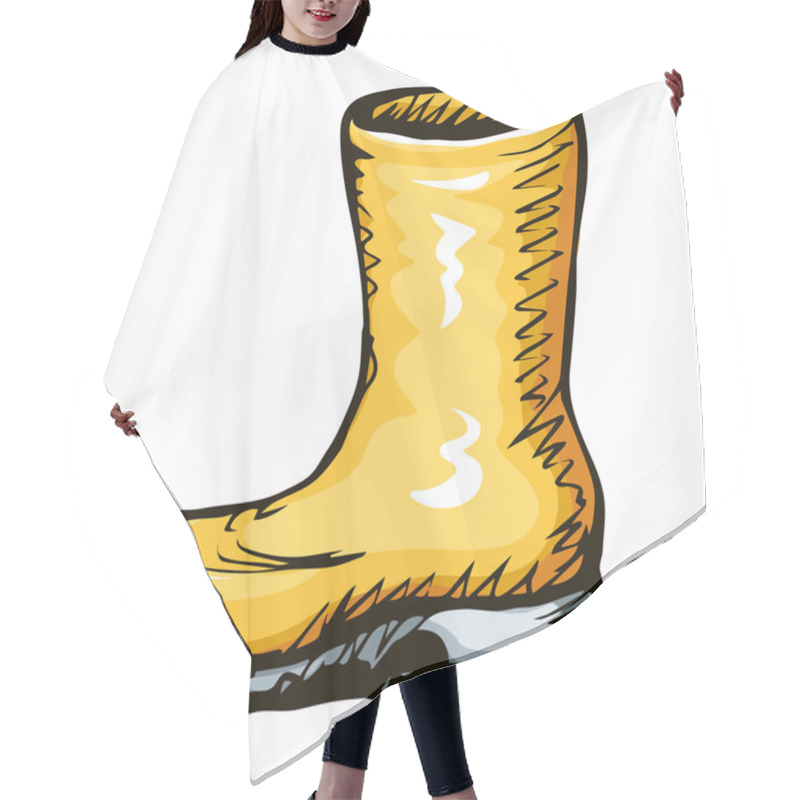 Personality  Rubber Boots. Vector Drawing Hair Cutting Cape