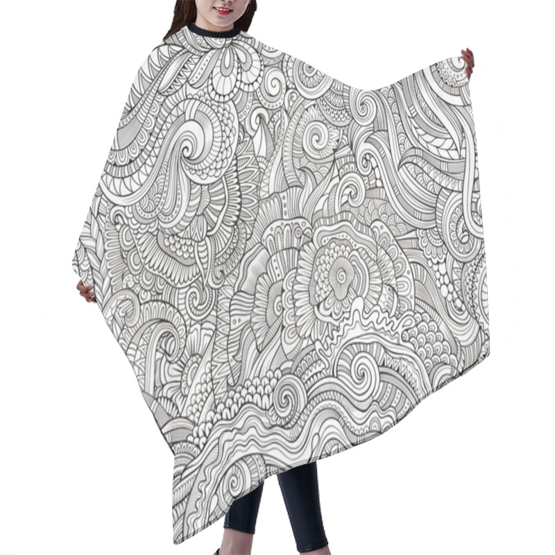 Personality  Abstract Sketchy Decorative Doodles Hand Drawn Ethnic Pattern Hair Cutting Cape