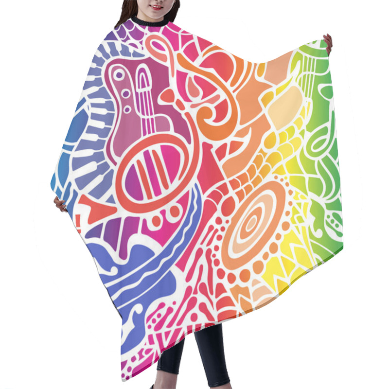 Personality  Seamless Pattern With Doodle Musical Instruments Hair Cutting Cape