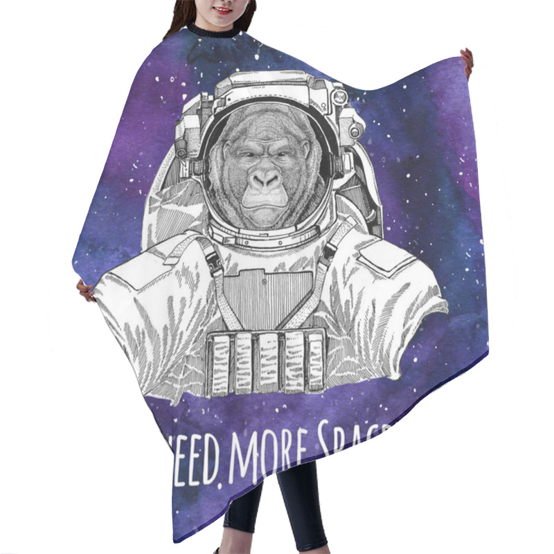 Personality  Animal Astronaut Gorilla, Monkey, Ape Frightful Animal Wearing Space Suit Galaxy Space Background With Stars And Nebula Watercolor Galaxy Background Hair Cutting Cape