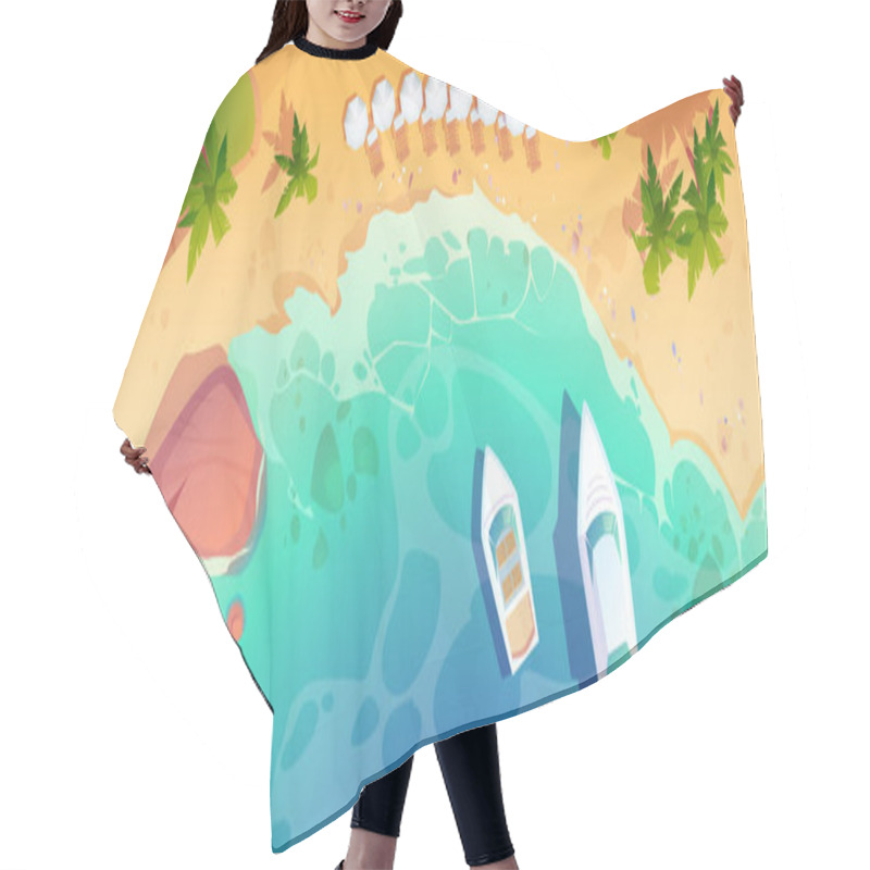 Personality  Sea Beach Top View, Tropical Ocean Coastline. Hair Cutting Cape