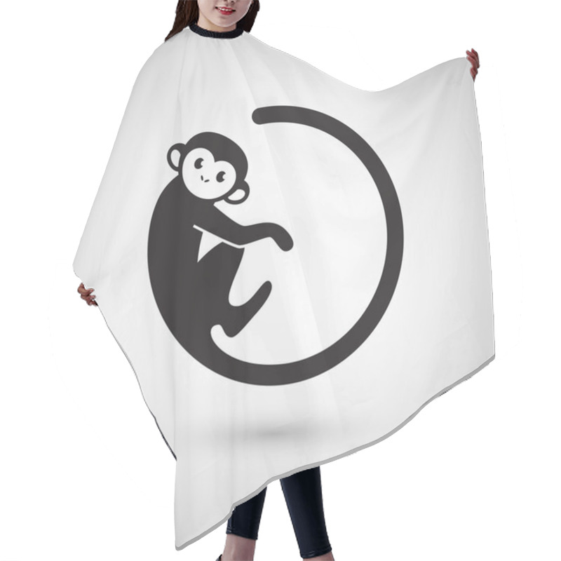 Personality  Monkey Logo In A Shape Of Circle Hair Cutting Cape