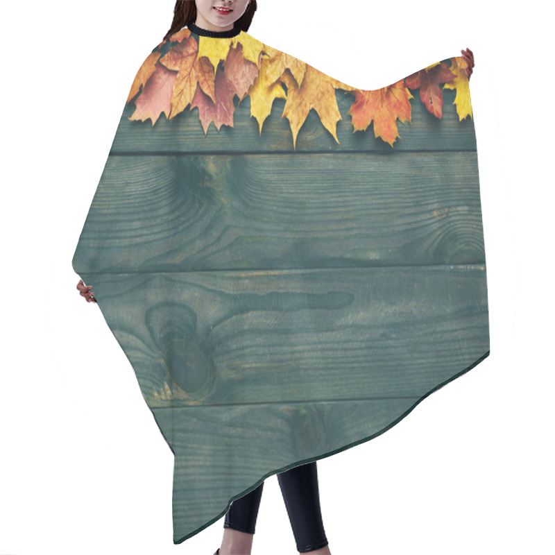 Personality  Wooden Planks With Autumn Leaves  Hair Cutting Cape