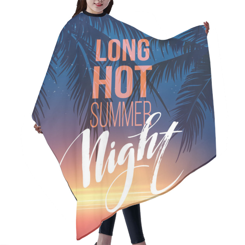 Personality  Hot Summer Night Party Poster Design With Typographic Elements On The Sea Beach Background . Vector Illustration Hair Cutting Cape