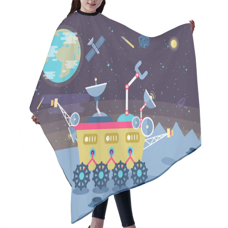 Personality  Illustration Of A Lunar Rover On The Surface The Moon In Flat Style Hair Cutting Cape