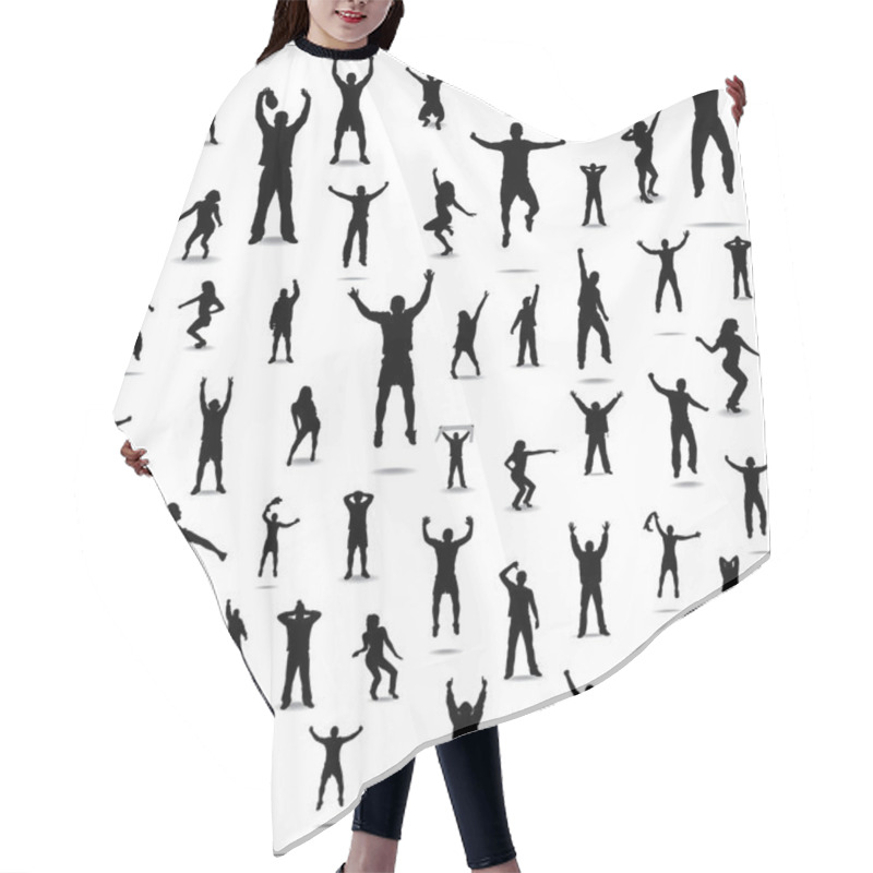 Personality  Set Of Poses From Fans For Sports Championships Hair Cutting Cape