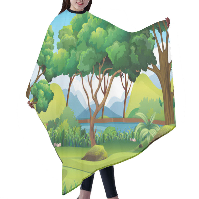 Personality  Forest Scene With River And Trees Hair Cutting Cape