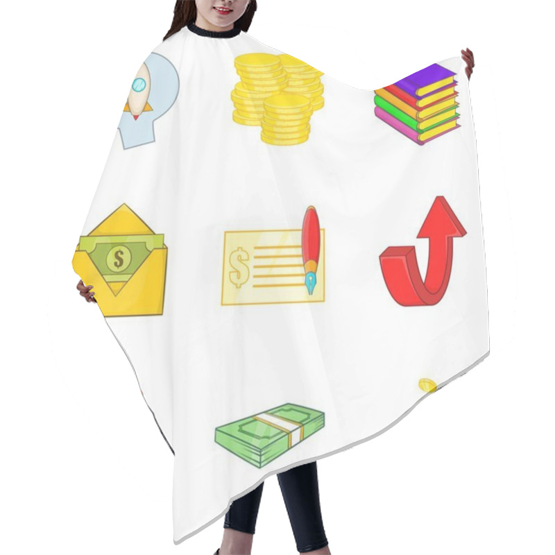 Personality  Bribe Icons Set, Cartoon Style Hair Cutting Cape