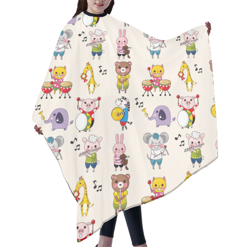 Personality  Seamless Animal Music Pattern Hair Cutting Cape