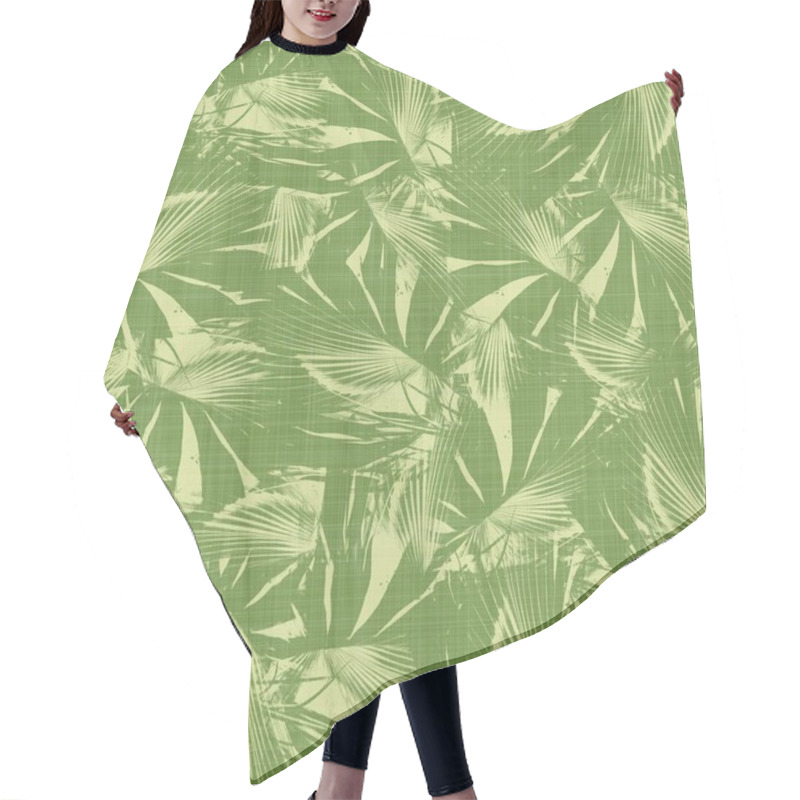 Personality  Bright Line Green Tropical Leaves Seamless Pattern Hair Cutting Cape