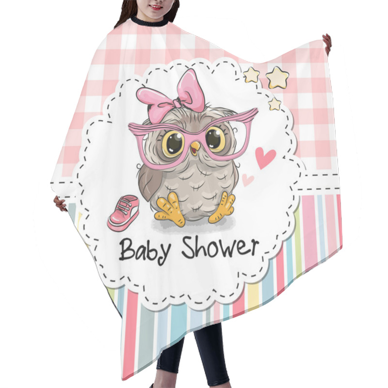 Personality  Baby Shower Greeting Card With Owl Hair Cutting Cape